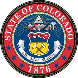 The state seal of Colorado, featuring a vibrant design showcasing the rich cultural and natural heritage of the region.