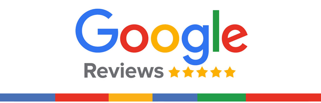 Google reviews logo with a colorful background for a roofing contractor.